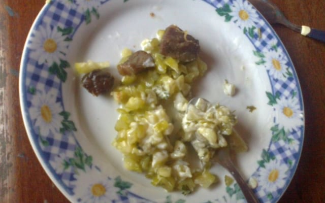 Maxixe com creme de leite e carne moida