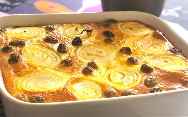 Torta de bacalhau com palmito e azeitona tipo torta capixaba