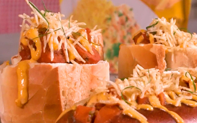 Cachorro quente e maionese de batata palha