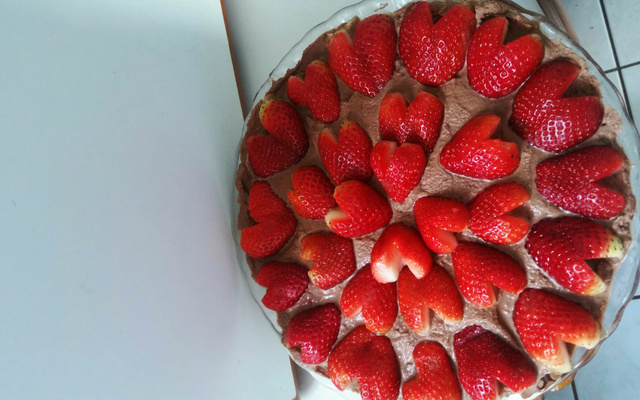 Pavê de morango com chocolate