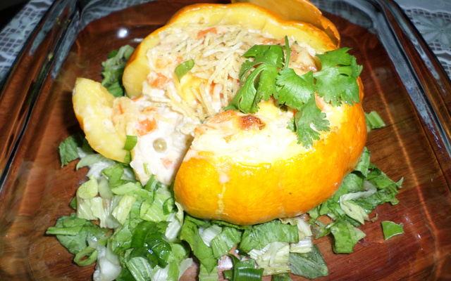 Moranga recheada com arroz e catupiry