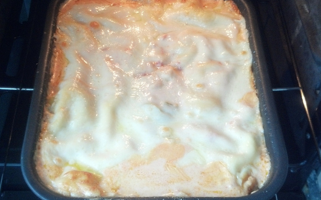 Lasanha de camarão com requeijão