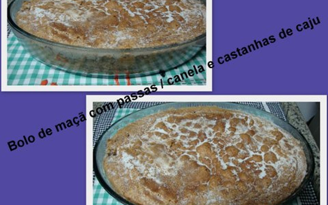 Bolo de maçã com passas, canela e castanha de caju