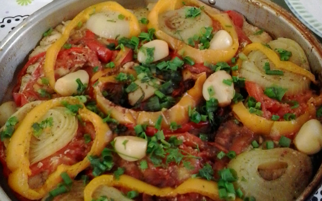 Cação assado na forma fulgor