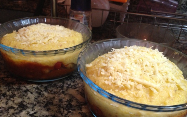 Escondidinho de polentina com soja