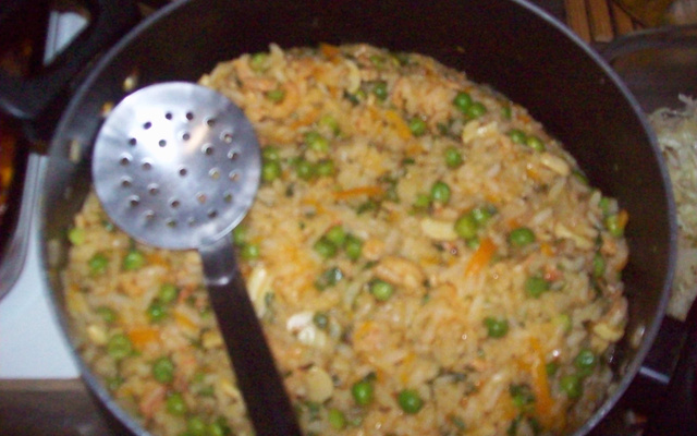 Risoto de camarões e champagne