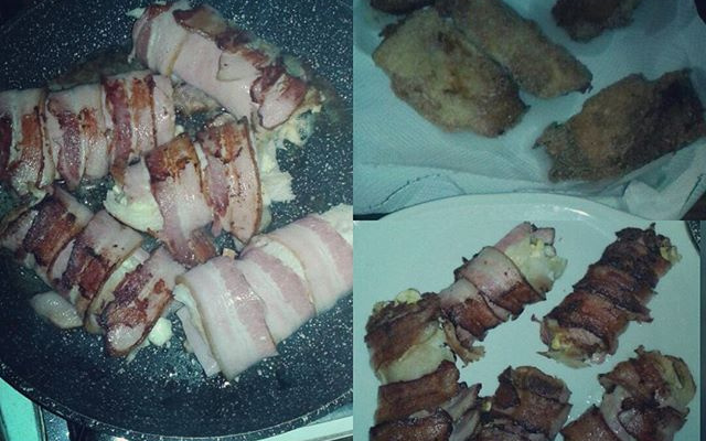 Pão com ovo enrolado