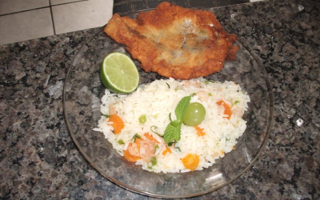 Arroz simples com camarão