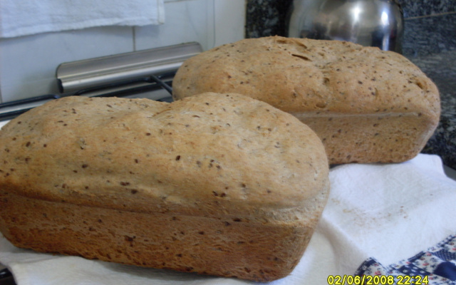 Pão integral com farinha integral, linhaça e aveia