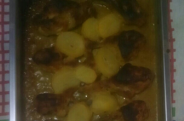 Frango assado à moda do campo