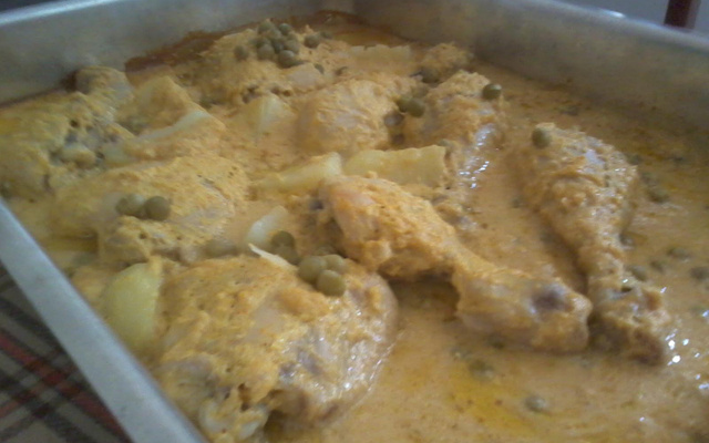 Frango assado ao creme de leite