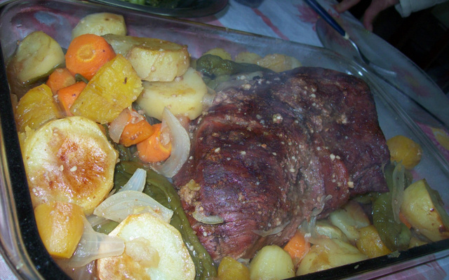 Picanha de forno com legumes