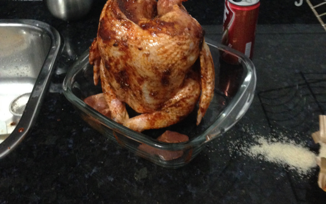 Frango assado sentado