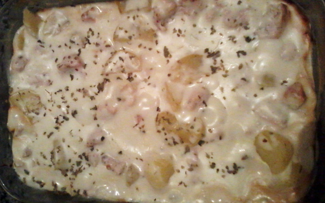 Frango ao creme de queijo com batatas