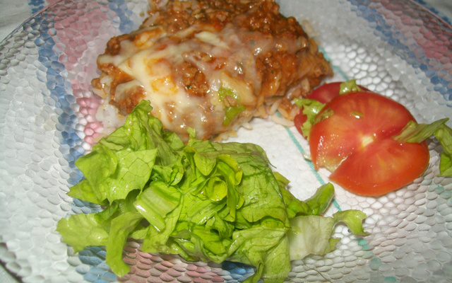 Lasanha de arroz à bolonhesa