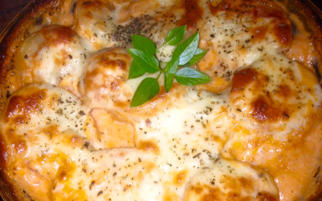 Bife de lombo com requeijão