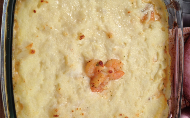 Gratinado delicioso de camarão