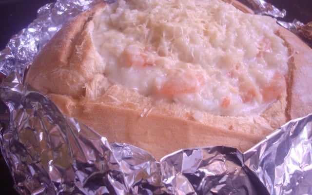 Risoto de Camarão e Gorgonzola no Pão Italiano - Risoto do Feu