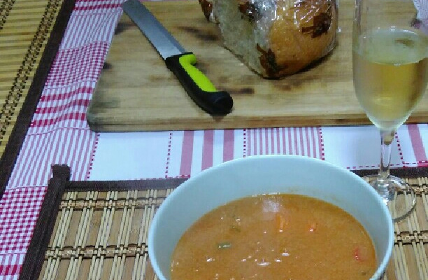 Sopa de camarão com tambaqui