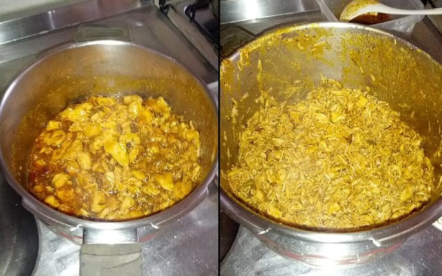 Frango desfiado na panela de pressão