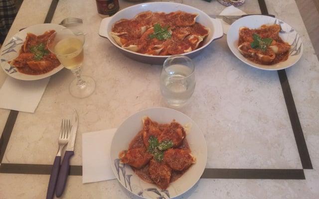 Conchiglione de camarão com cream cheese