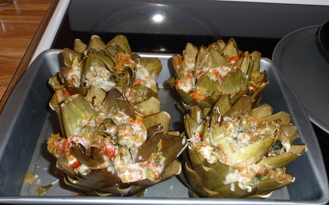 Alcachofras recheadas ao forno