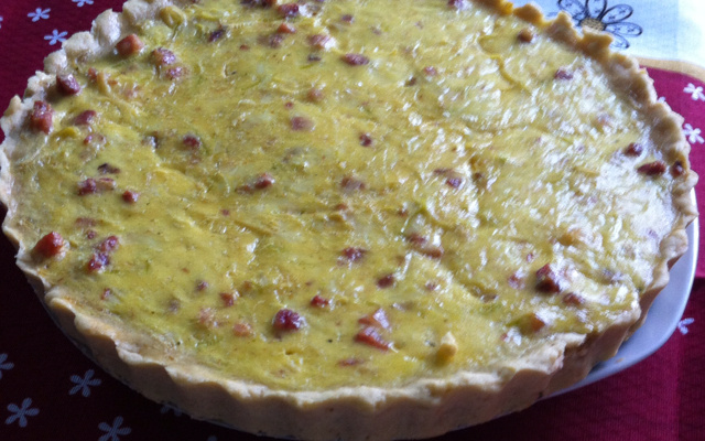 Quiche de alho poró com bacon