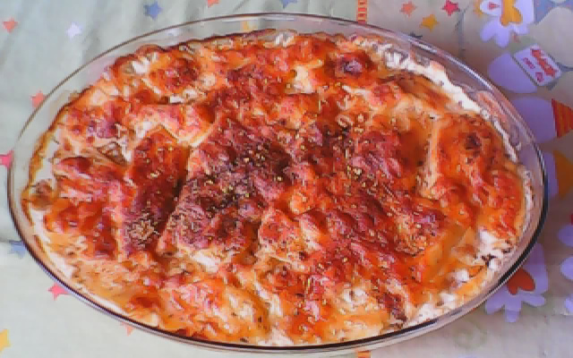 Bacalhau gratinado com batatas