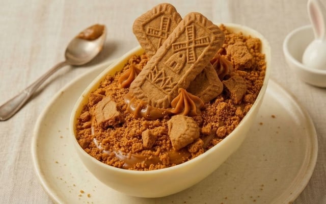 Ovo de Páscoa speculoos com chocolate branco e biscoito
