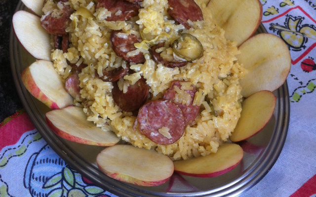 Risoto de abobrinha com linguiça defumada