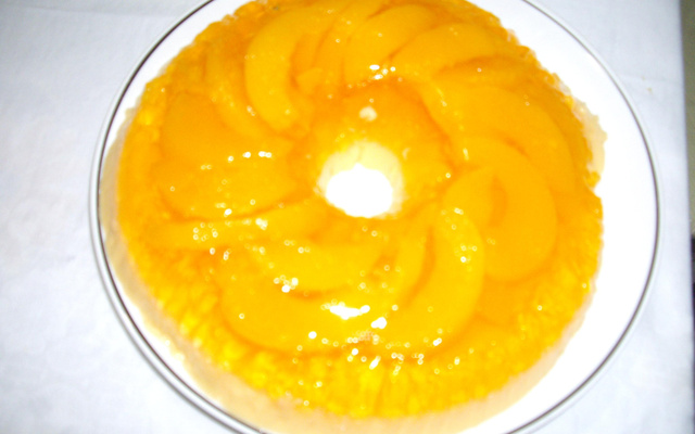 Sobremesa deliciosa de pêssego