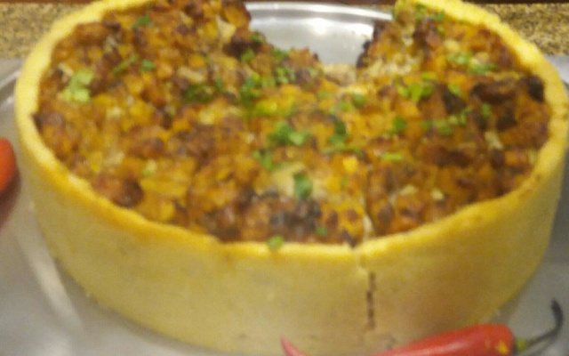 Torta de carne seca com banana da terra