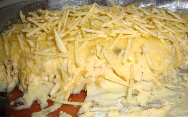 Creme de frango com purê de batatas