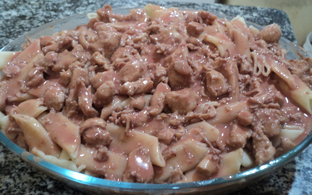 Filé de peito de frango ao molho rosé com vinho tinto