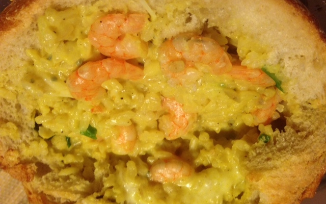 Risoto de Camarão e Gorgonzola no Pão Italiano - Risoto do Feu