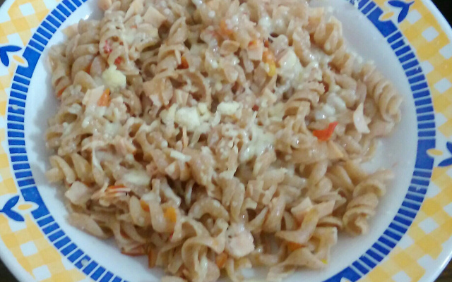 Macarrão integral com peito de peru