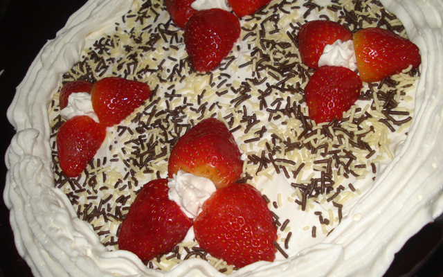 Sobremesa deliciosa de morango