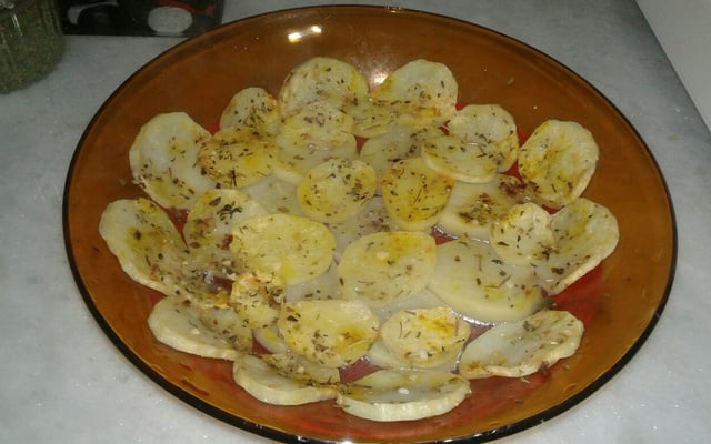 Batata gratinada/sauté no micro-ondas