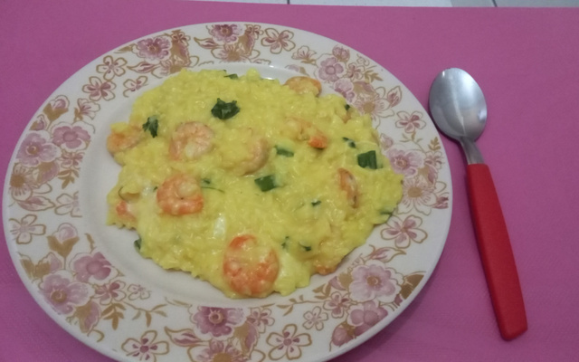 Risoto cremoso de camarão