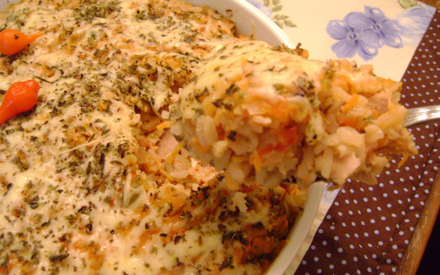 Arroz cremoso com linguiça