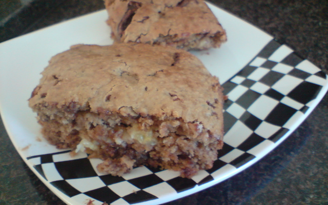 Bolo delicioso de banana com chocolate