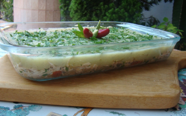 Escondidinho de frango com batata doce