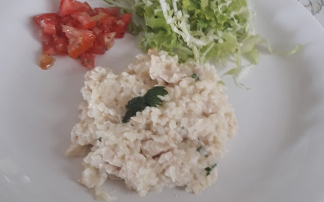 Risoto de frango com creme de leite