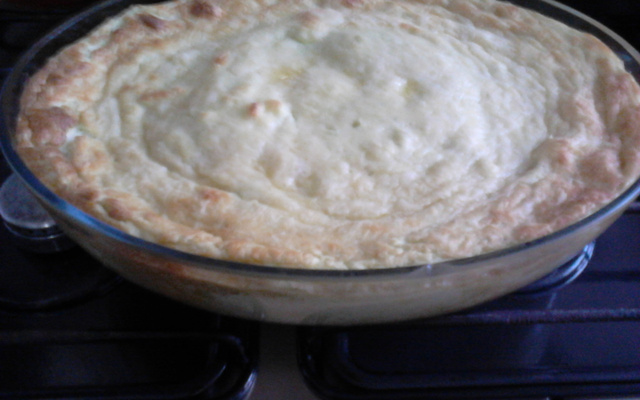 Costela de porco com souflé de couve- flor, queijo minas e palmito