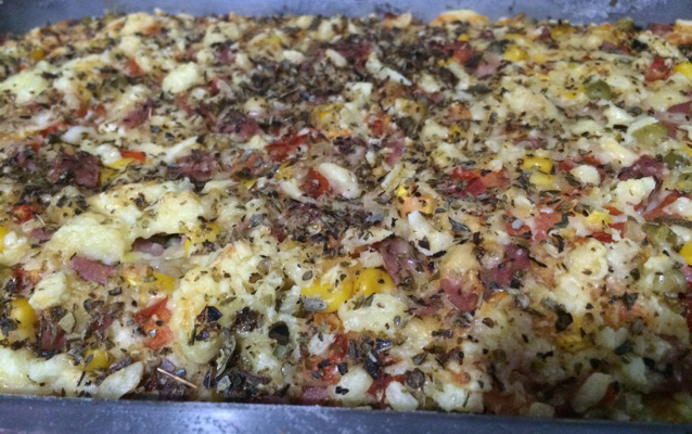 Torta de pizza no liquidificador