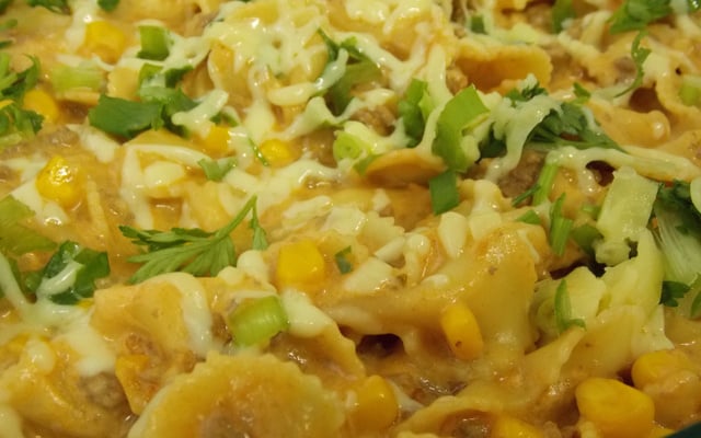 Macarrão na pressão com carne moída