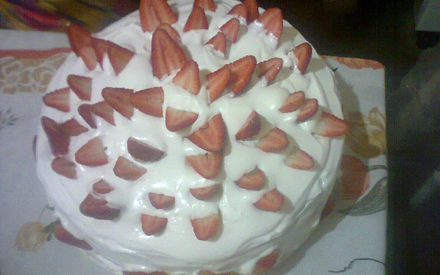 Bolo flor de morango