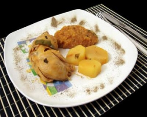 Frango ao vinho com pirão