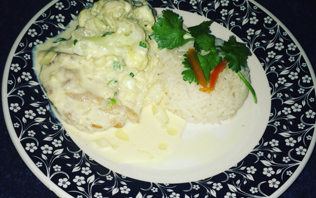 Filé de frango com couve flor ao forno