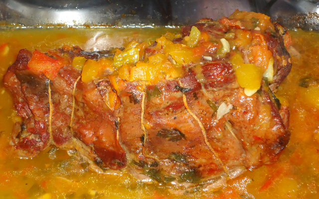 Carne recheada com mandioquinha